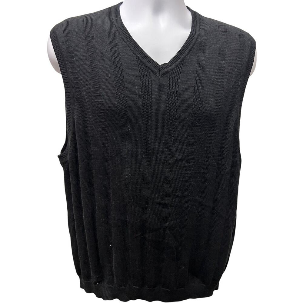⛳ IZOD Golf Black Sweater Vest Men’s M 100% Mercerized Cotton Preppy - Picture 1 of 5